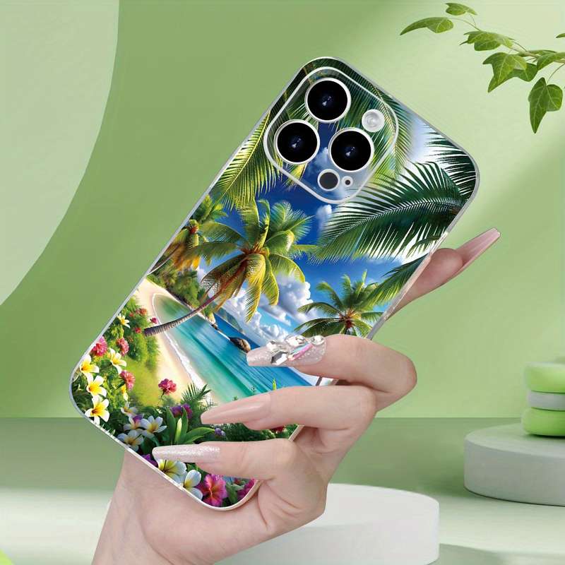 1Pc Transparent For iPhone 11 Pro Max Beautiful Beach Scenery Phone Case