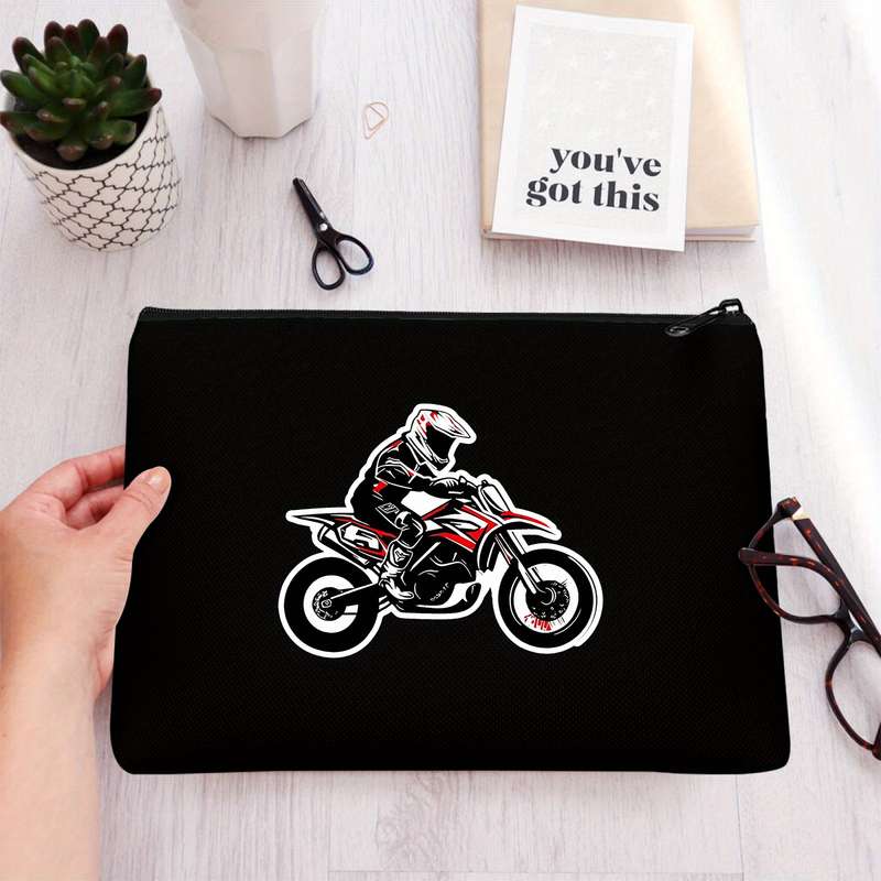1pc Unique Motorcycle Rider Mountain Dude Canvas Wallet Bifold Coin Purse with Card Holder Bl