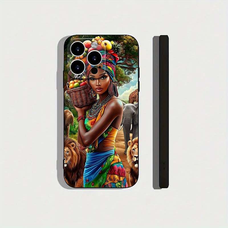 1Pc Black For iPhone 12 Pro Max Elegant African Woman Phone Case