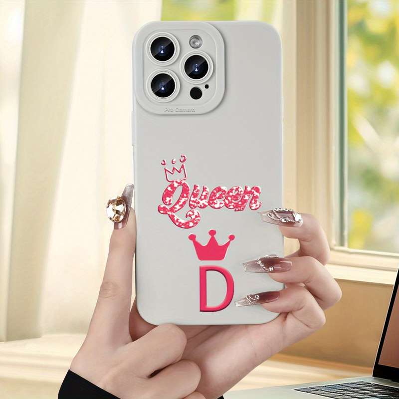 1Pc Ivory White For iPhone 7 8 SE2 SE3 Letter D Design Phone Case
