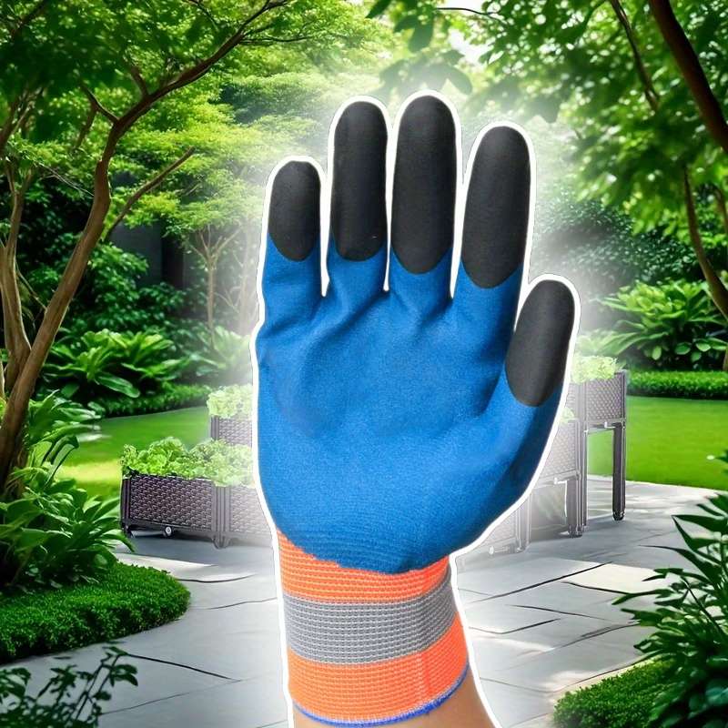 2 Pairs Black Finger Thickening Green Base Multi Purpose Work Gloves