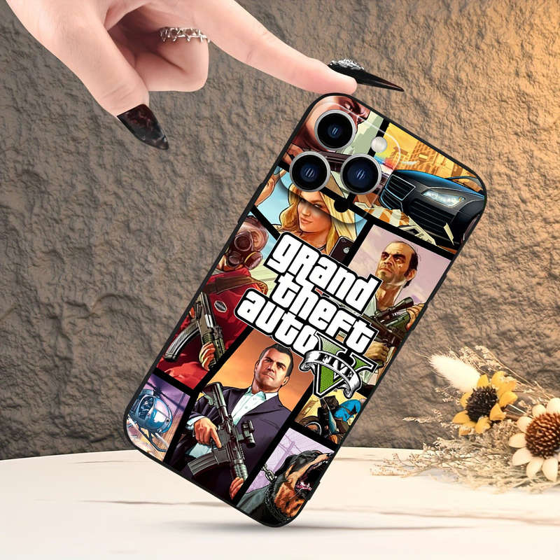 1Pc Black For iPhone 11 GTA5 Simple Thickened Phone Case