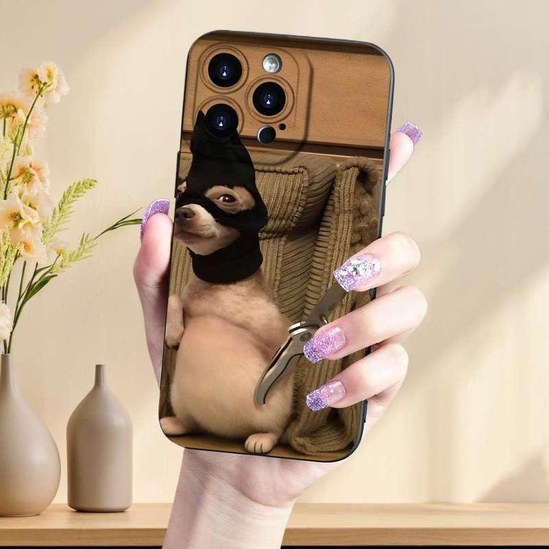 1Pc Mixed Color  For iPhone 15 Pet Puppy Head Cover Phone Case
