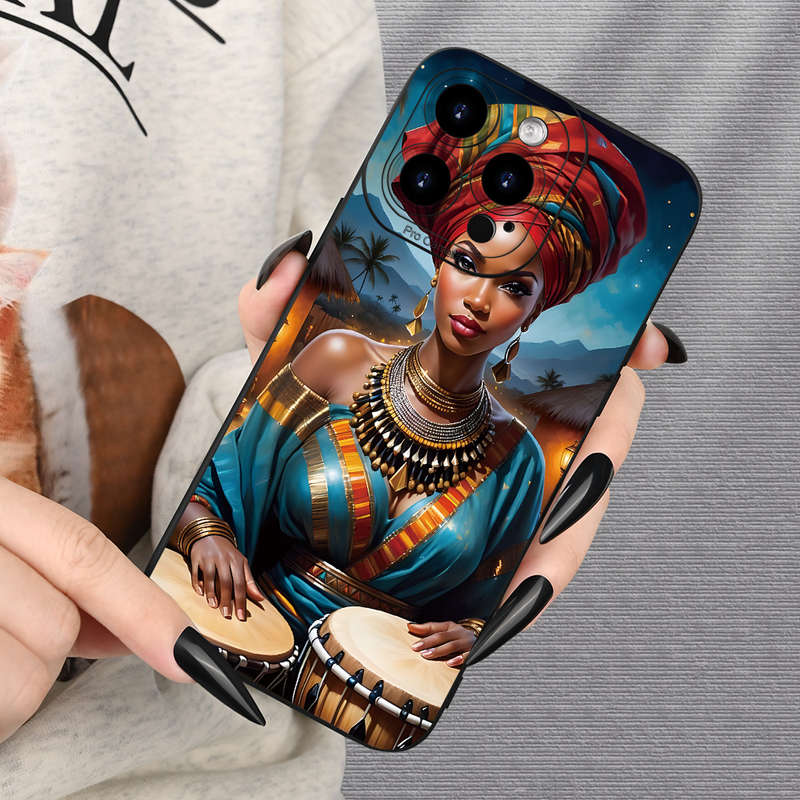 1Pc Black For iPhone XR African Girl Phone Case