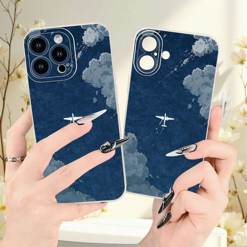 1Pc Beige For iPhone 12 Mini Airplane Pattern Phone Case