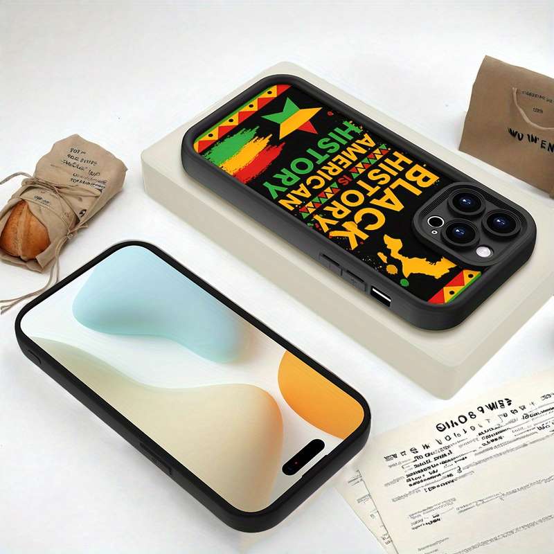 1Pc Black For iPhone SE African Map Pattern Phone Case