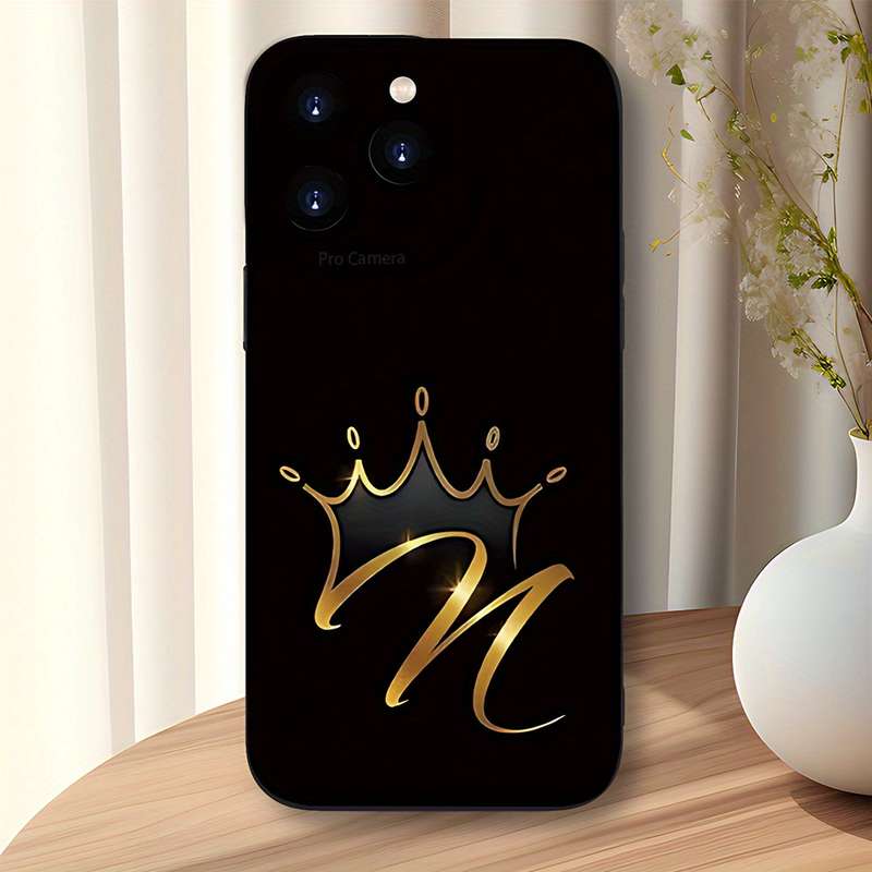 1Pc Black For iPhone X XS Golden Crown Design Phone Case