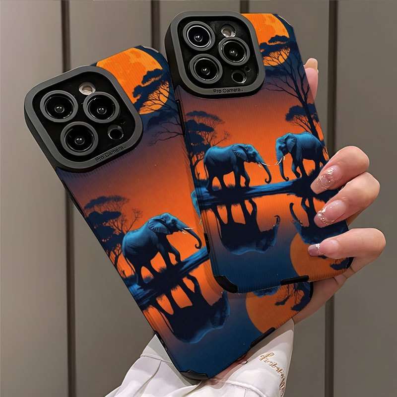 1Pc Mixed Color For iPhone 7 Plus 8 Plus Elephant African Sunset Phone Case