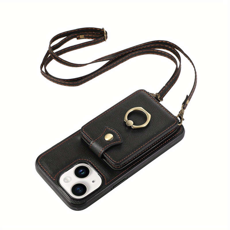1Pc Black For iPhone 14 Plus Protective Case Wallet Phone Case