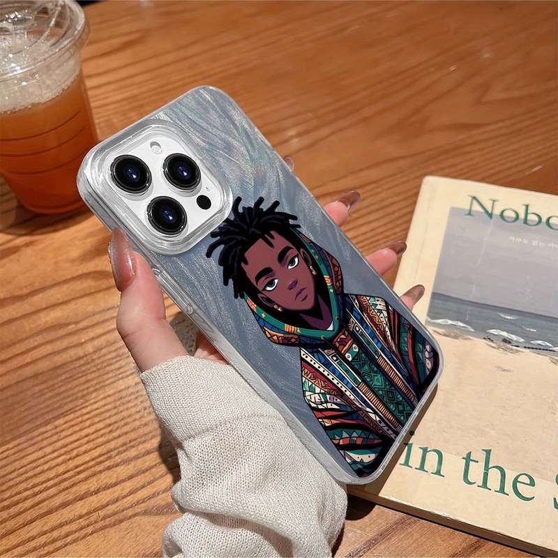 1Pc Transparent For iPhone 15 Plus African Youth Phone Case