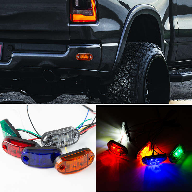 10pcs White LED Marker Lights for Trucks RVs & Trailers Amber Front & Side Indicat