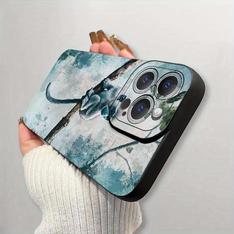 1Pc Black For iPhone 13 Grey Monkey Phone Case