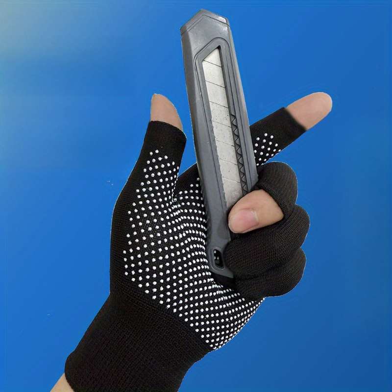 Work Gloves Color Gray Dew 5 Finger Dot Bead Nylon Gloves