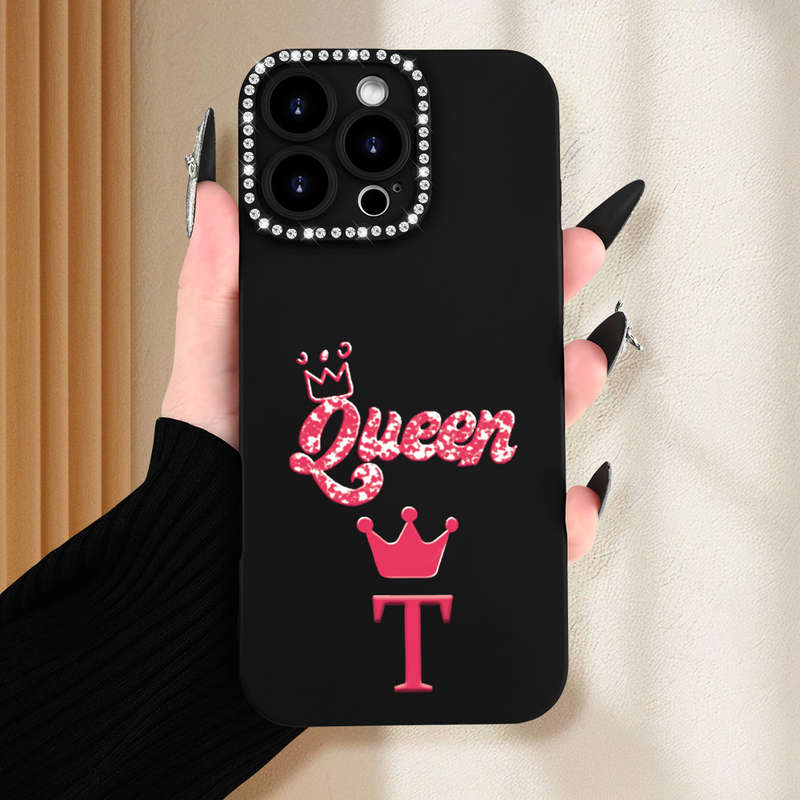 1Pc Black For iPhone 12 Mini Letter T Print Phone Case