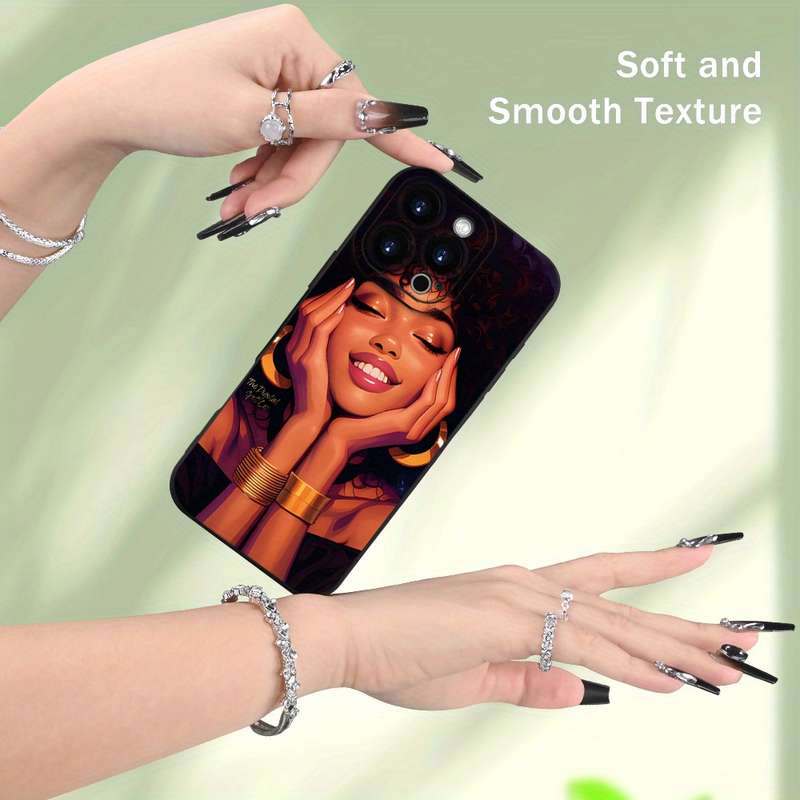 1Pc Black For iPhone XR African-Themed Girl Phone Case