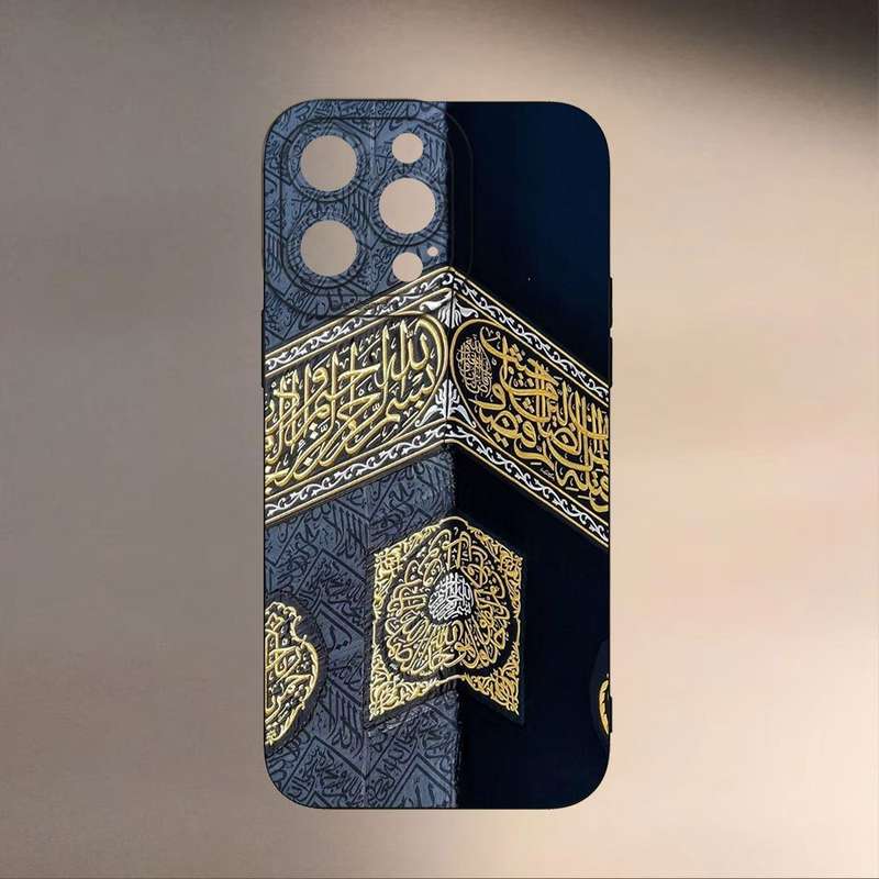 1Pc Black For iPhone 7 8 SE2 SE3 Mecca Wall Print Phone Case