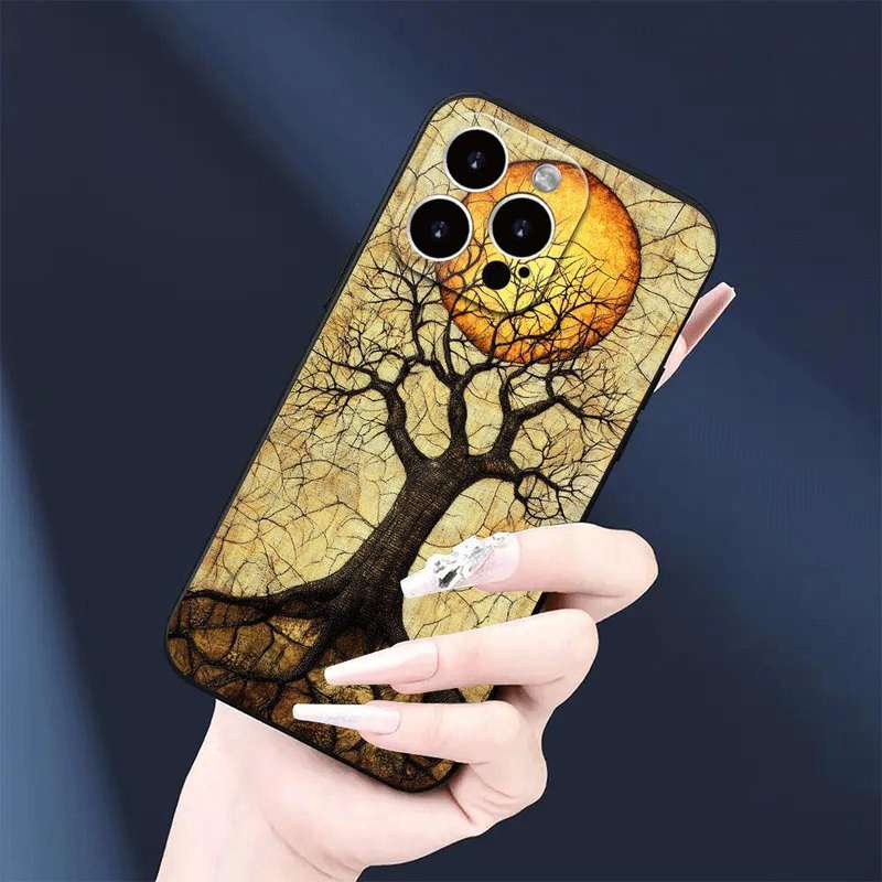 1Pc Black For iPhone 15 Pro Max African Sunset Phone Case