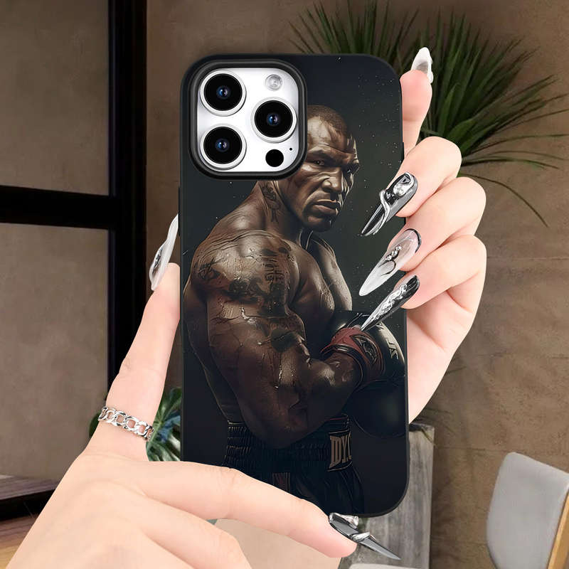 1Pc Black For iPhone XS Boxing King Pattern Phone Case