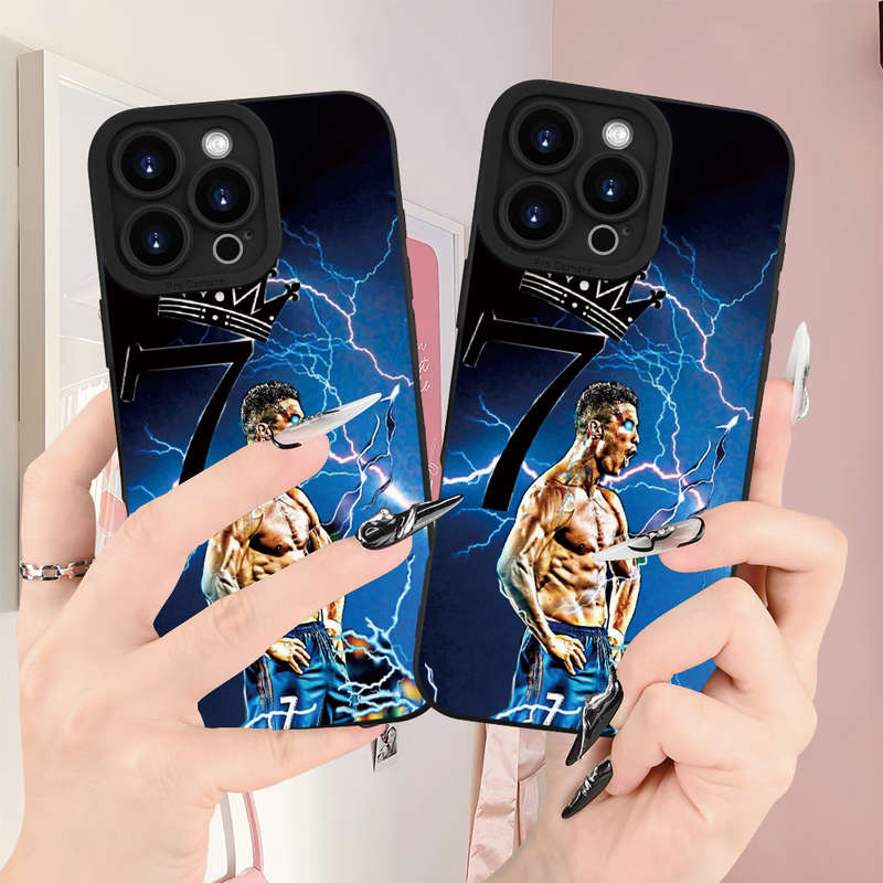 1Pc Black For iPhone 15 Plus Cristiano Ronaldo Design Phone Case
