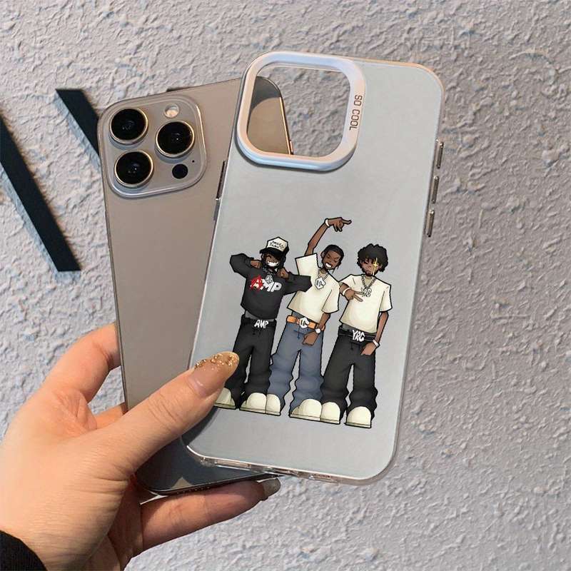 1Pc Silvery For iPhone XS Max Hip Hop Print Metal Phone Case
