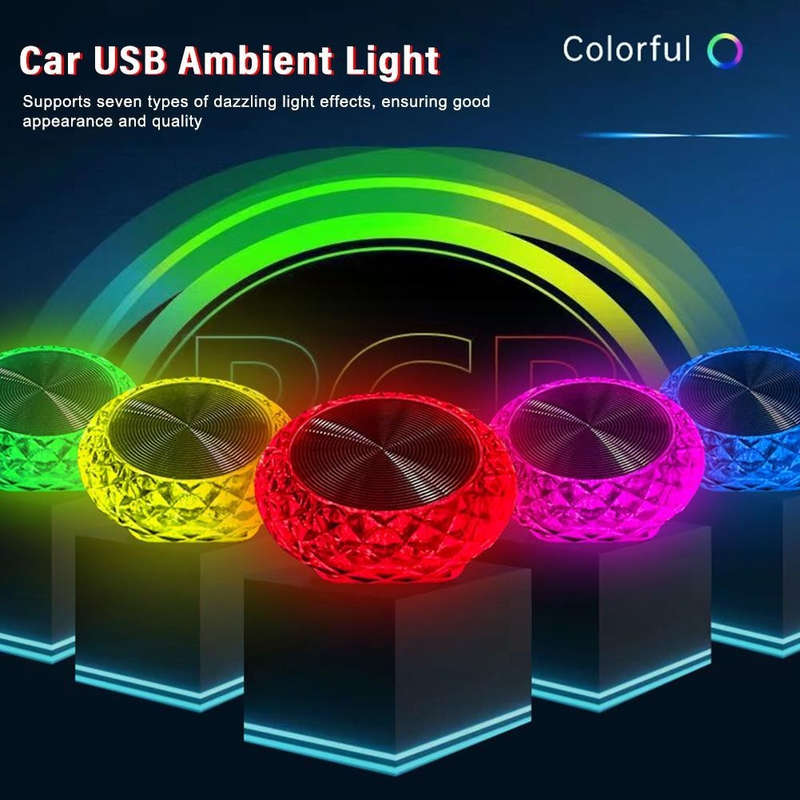 1pc Portable Car USB Ambient Light Mini LED Decorative Atmosphere Lamps for Auto Inte