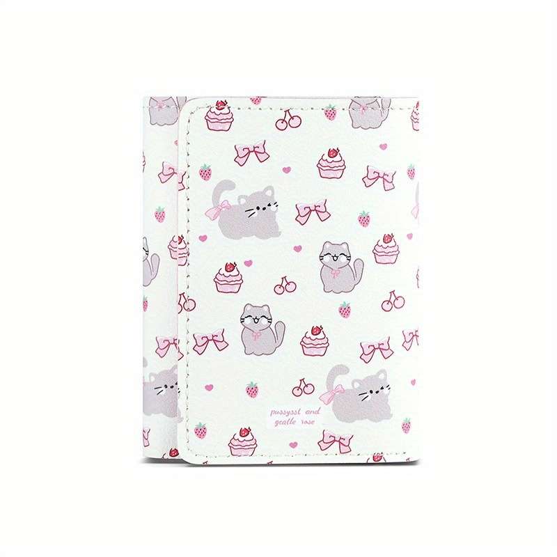 1pc Pink Cute Tri-Fold Wallet for Women with Large Capacity Multiple Card Slots ID Holder Coin