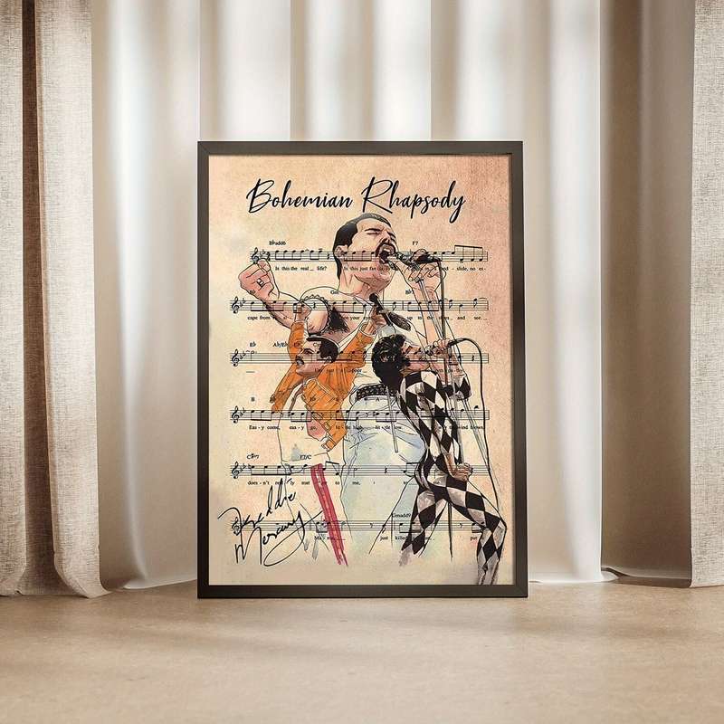 1pc  Boho Rhapsoidy Canvas Music Art Poster Vintage Modern Style Frameless Wall Decor for L