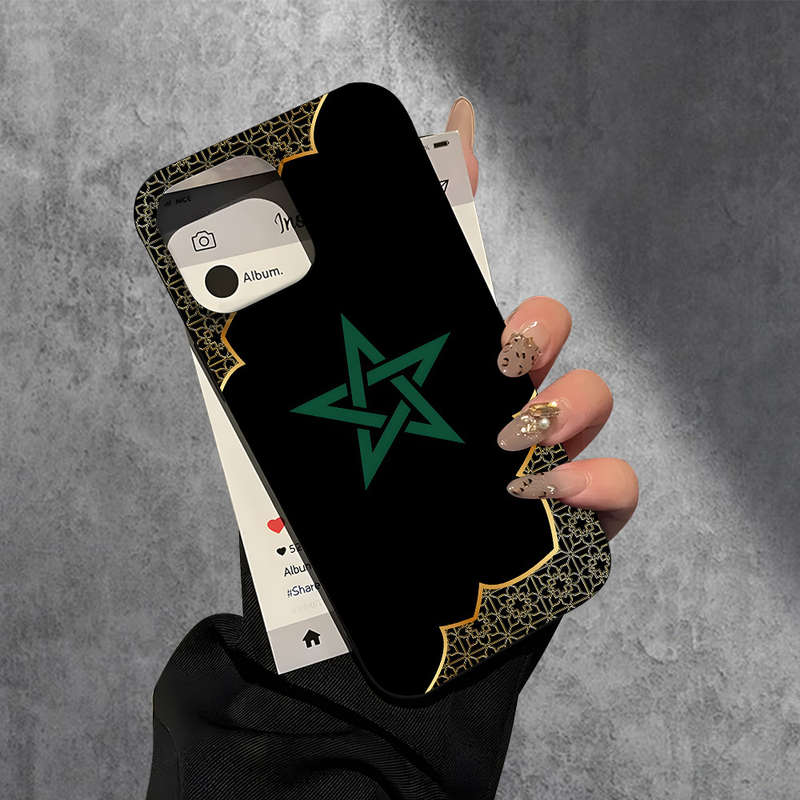1Pc Black For iPhone 14 Pro Max Cartoon Pattern Phone Case