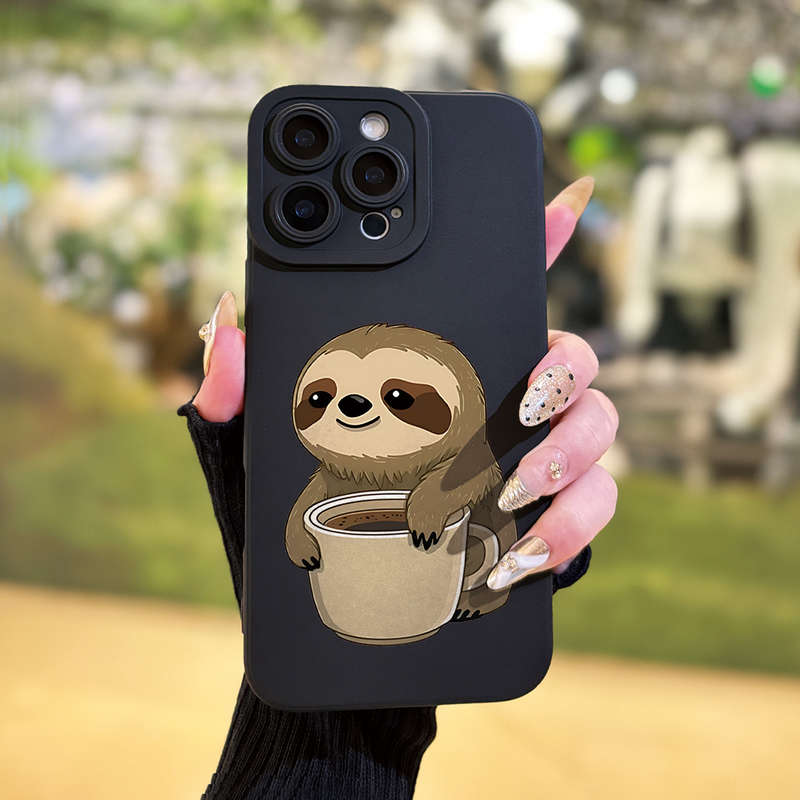 1Pc Black For iPhone XR Cute Cartoon Sloth Phone Case