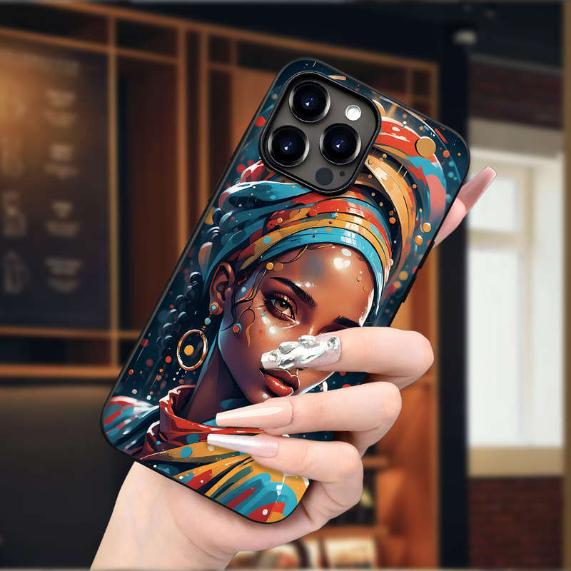 1Pc Black For iPhone 7 Plus 8 Plus African Woman Style Phone Case