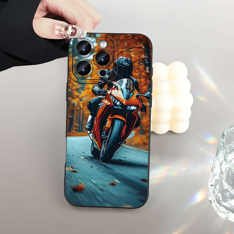 1Pc Black For iPhone XS Max Motorcycle Pattern Phone Case