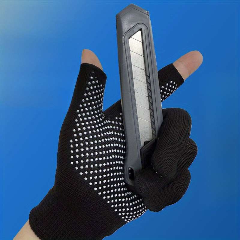 Work Gloves Color Gray Dew 5 Finger Dot Bead Nylon Gloves