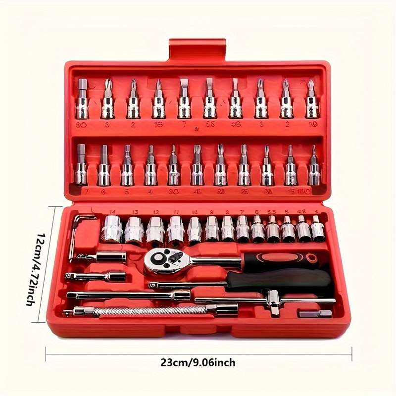 Screwdriver Bit Tool Set Color Portable Tool Set  46 Pieces Red Size Gb46And3 7564 3