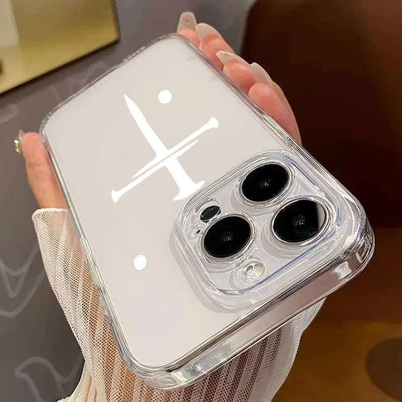 1Pc Transparent For iPhone 15 Pro Max Striped Cross Design Phone Case