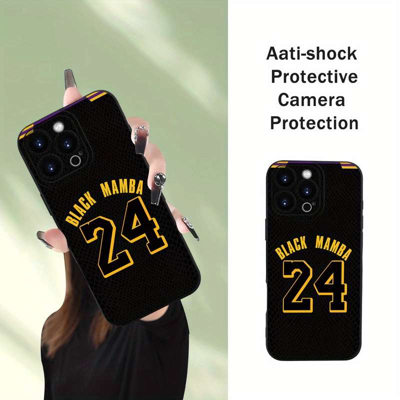 1Pc Black For iPhone 13 Pro Max No 24 Basketball Player Phone Case