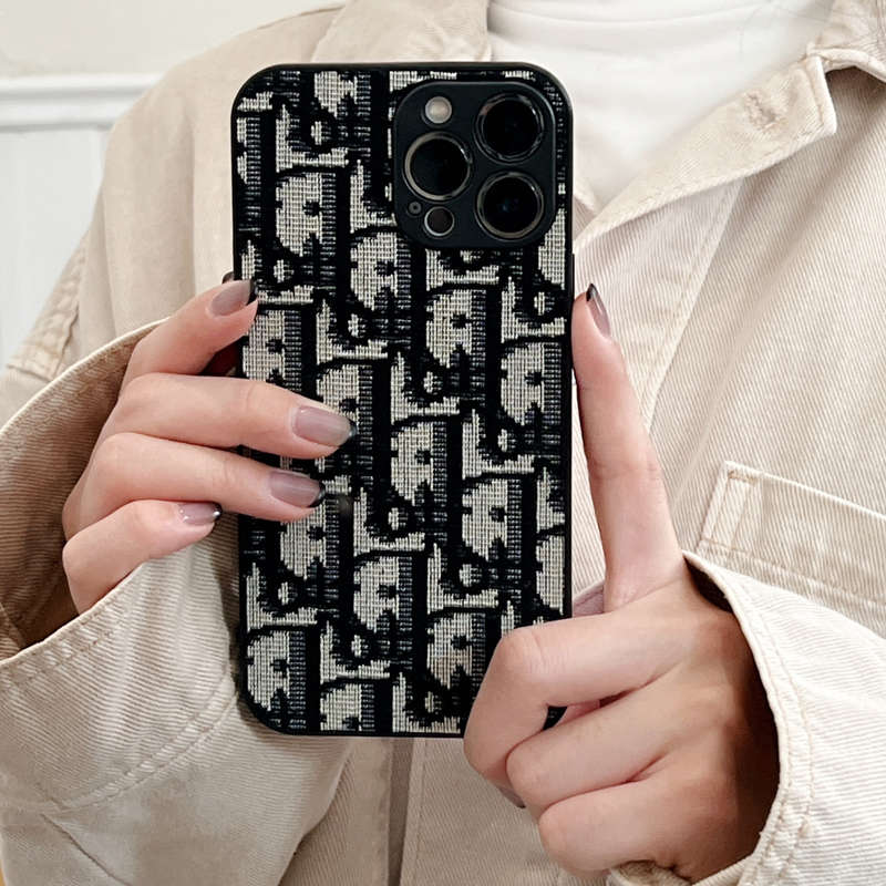 1Pc White For iPhone 12 Pro Max Premium Embroidered Phone Case