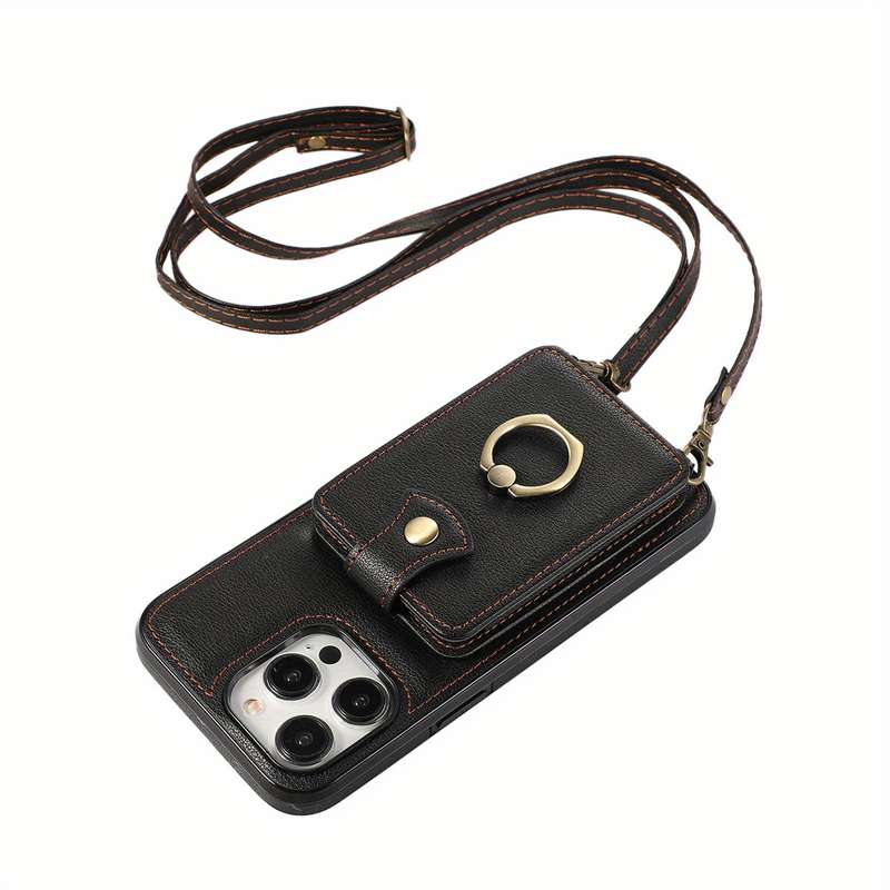 1Pc Black For iPhone 16 Pro Max Protective Case Wallet Phone Case