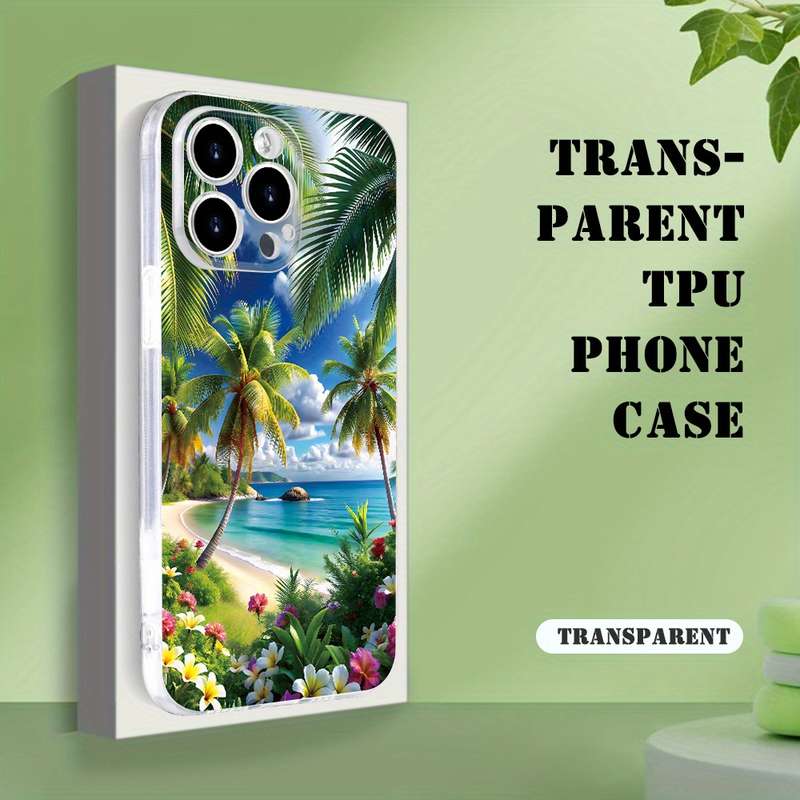 1Pc Transparent For iPhone 11 Pro Max Beautiful Beach Scenery Phone Case