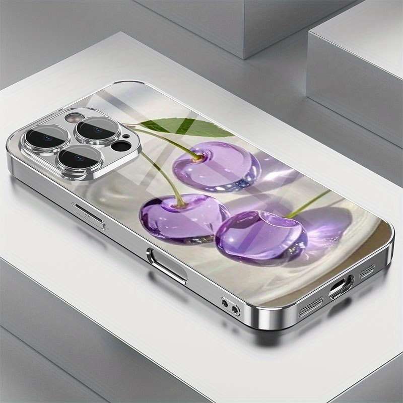 1Pc Mixed Color  For iPhone 12 Crystal Cherry Pattern Phone Case