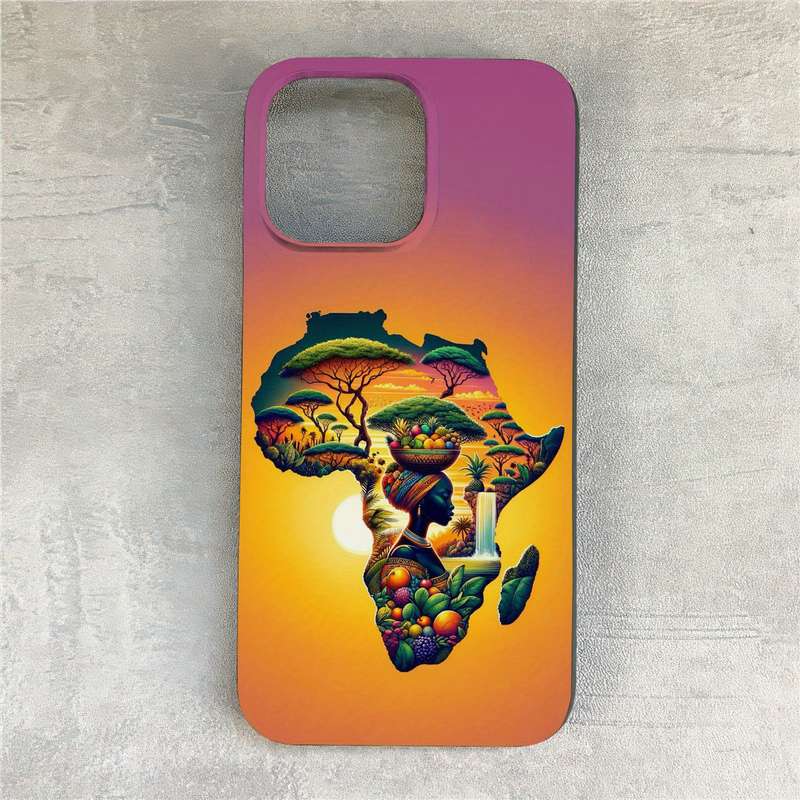 1Pc Black For iPhone 14 Pro Max African Element Pattern Phone Case