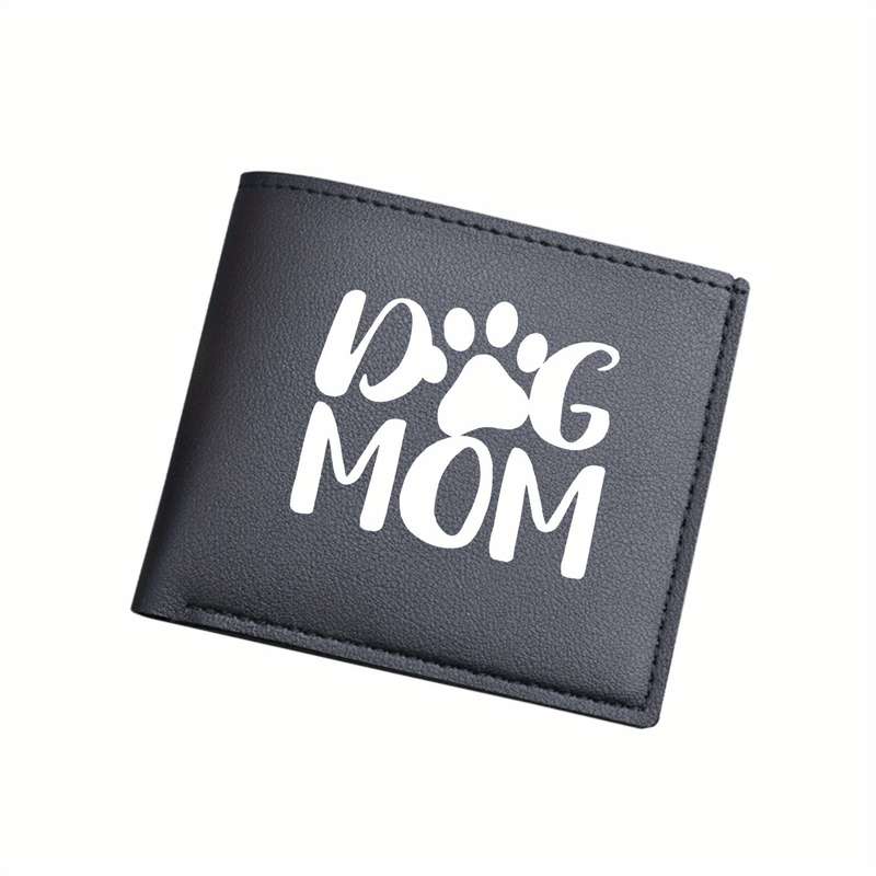 1pc "DOG MOM" Print Bifold WalletShort Business Casual Card Holder with Pockets Ideal Gift