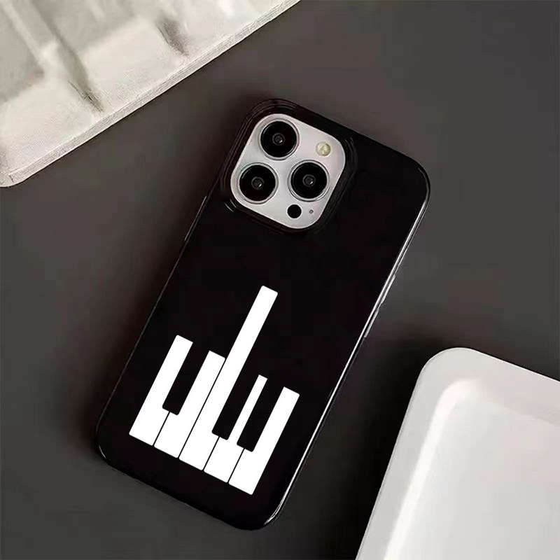 1Pc Black For iPhone 11 Pro Max Piano Key Pattern Phone Case