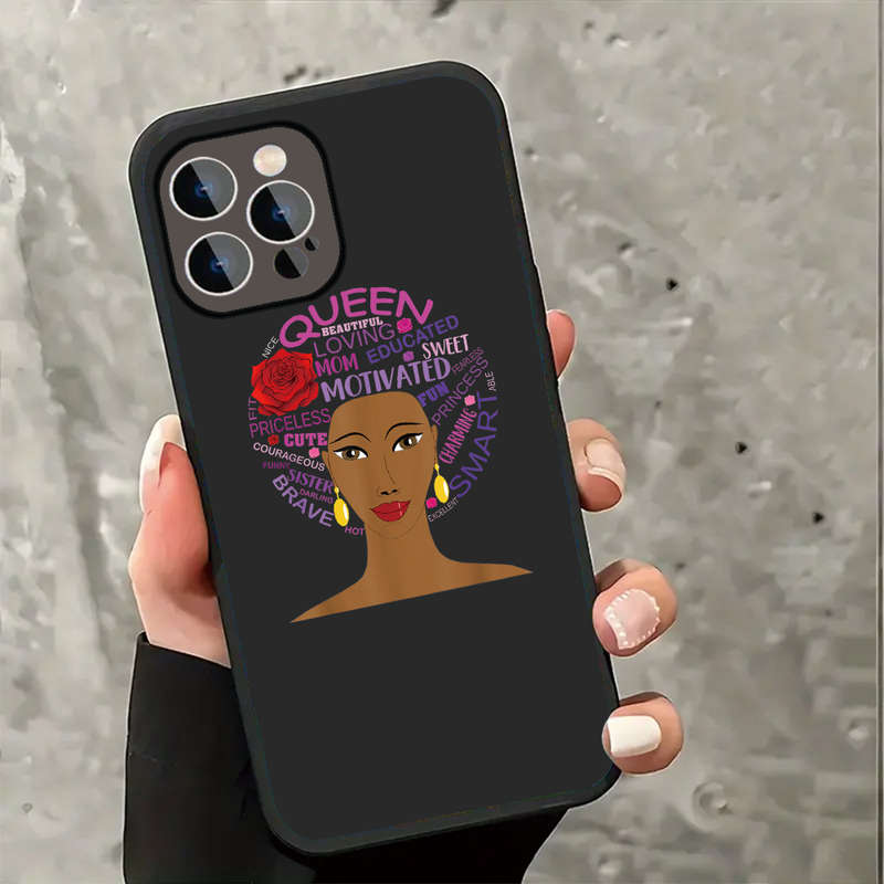 1Pc Black For iPhone 15 Plus Queen Strength And Beauty Phone Case