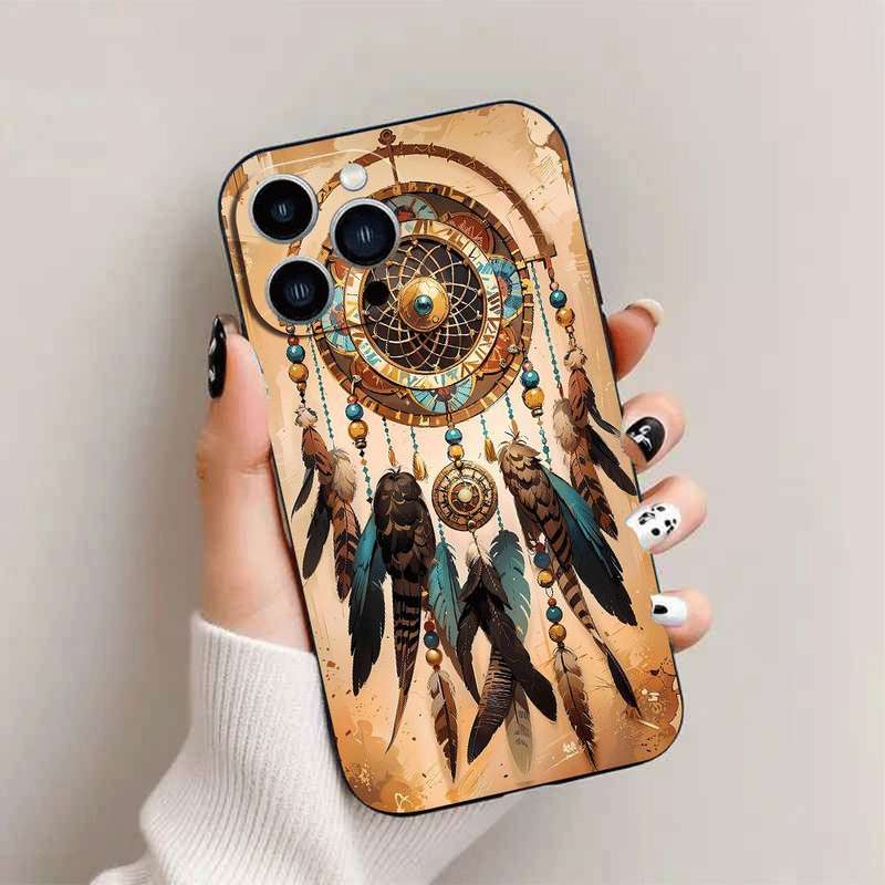 1Pc Black For iPhone 15 Pro Max African Design Phone Case