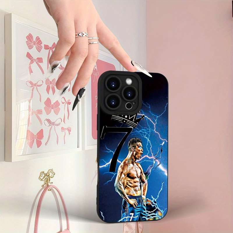 1Pc Black For iPhone 15 Plus Cristiano Ronaldo Design Phone Case