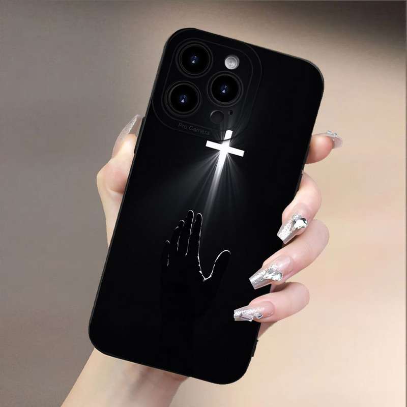 1Pc Black For iPhone 12 Mini Cross Pattern Phone Case