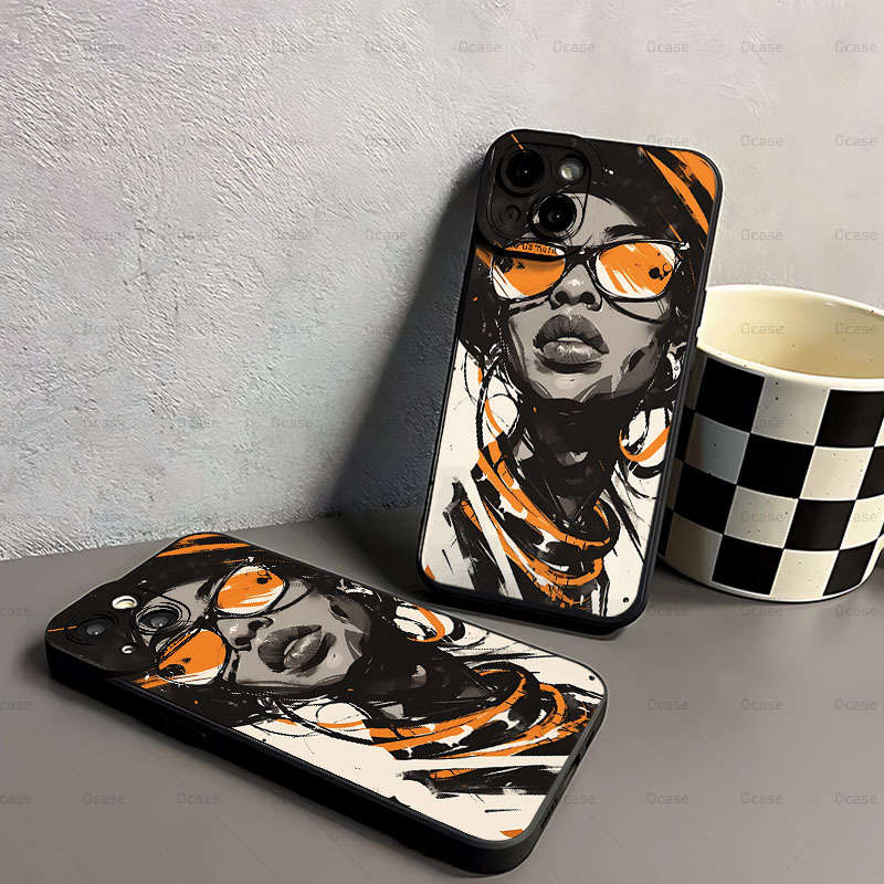 1Pc Black For iPhone 7 Plus 8 Plus Angel Eyes African Women Phone Casee