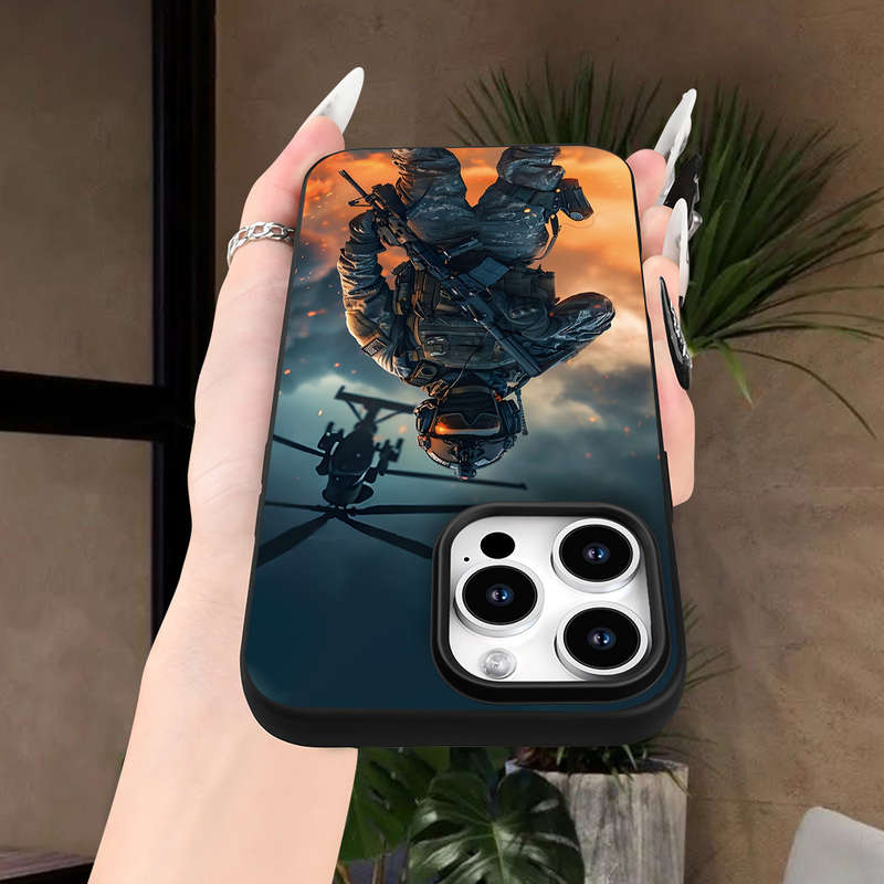 1Pc Black For iPhone 15 Pro Max Ultra Cool Patterns Phone Case