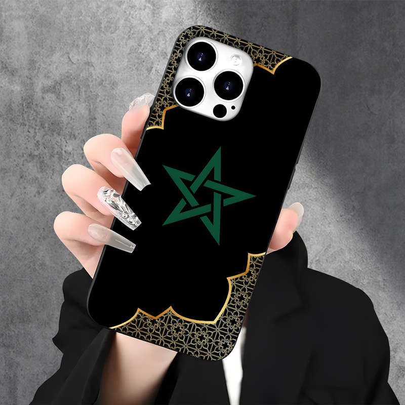 1Pc Black For iPhone 14 Pro Max Cartoon Pattern Phone Case