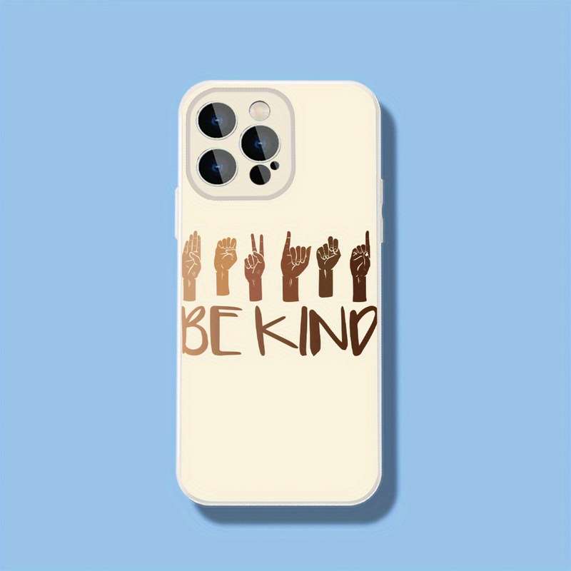 1Pc Black For iPhone 15 Sign Language Show Kindness Phone Case